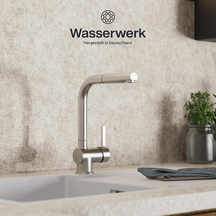 Küchenarmatur WK4 | Wasserhahn Küche | Spültischarmatur mit Ausziehauslauf | Ausziehbare Geschirrbra