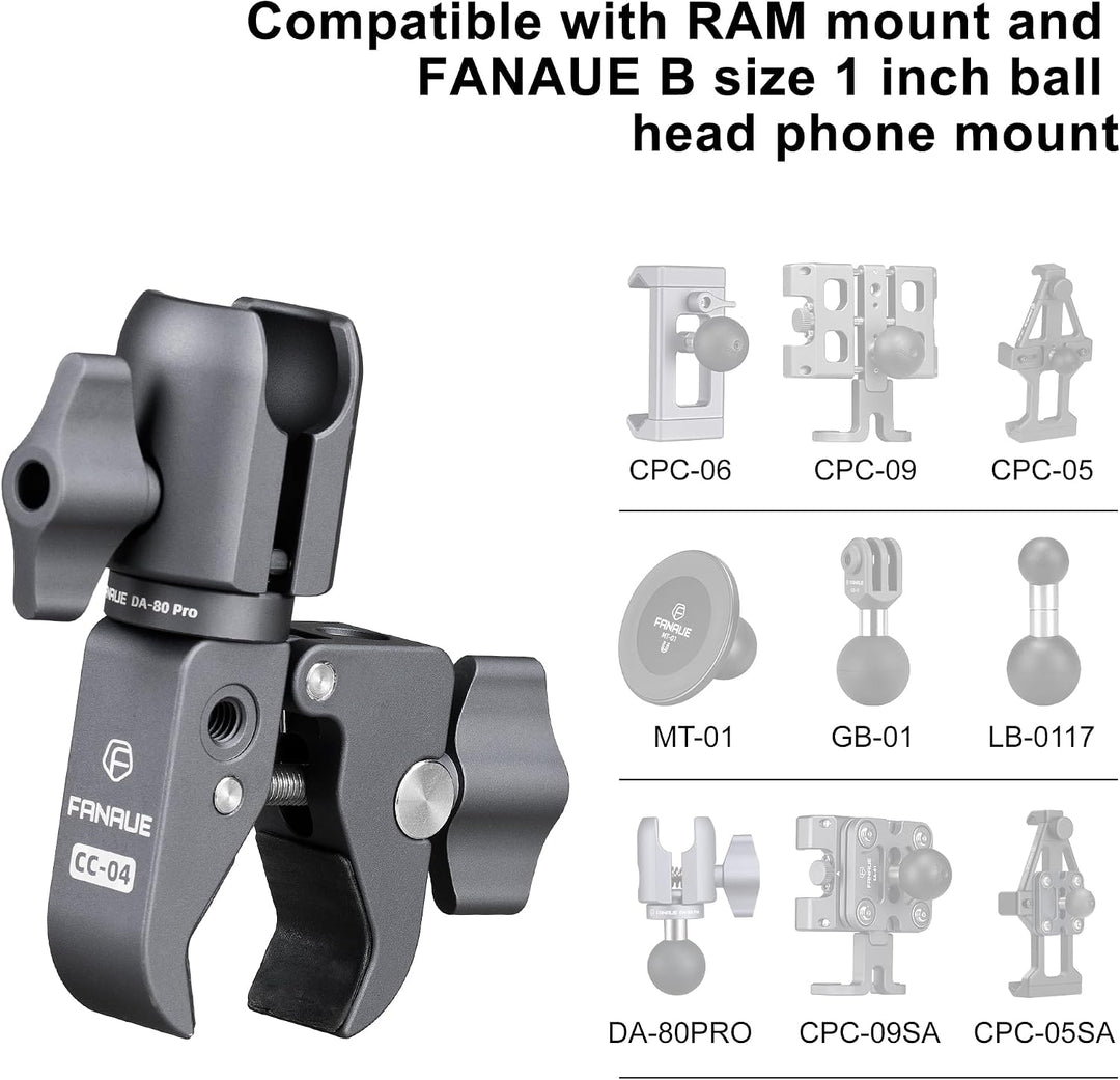 FANAUE Single Socket Arm with Handlebar Base Mount Strong Rod Clamp Compatible with RAM Mounts 1 Inc