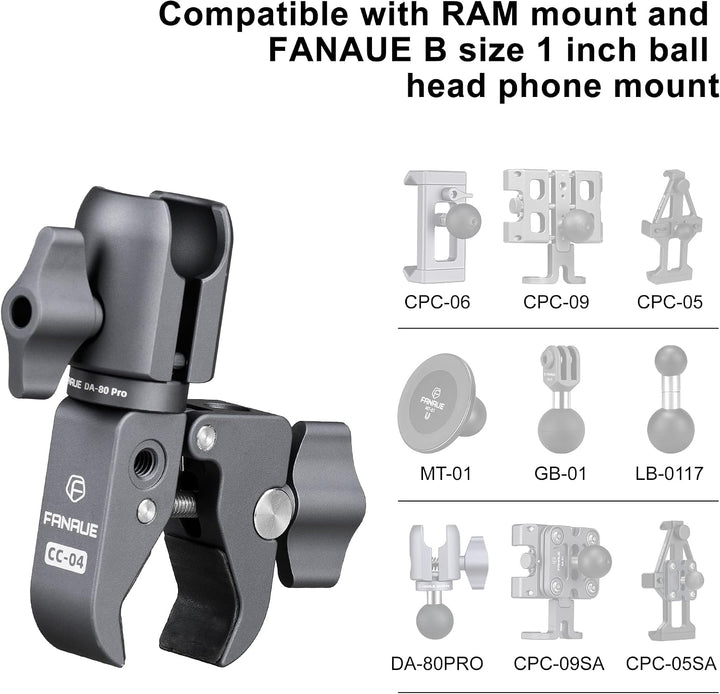 FANAUE Single Socket Arm with Handlebar Base Mount Strong Rod Clamp Compatible with RAM Mounts 1 Inc
