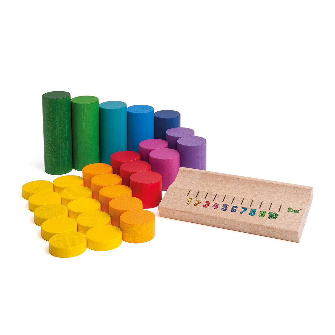 Erzi 42485 Lernspiel Zahlenraum bis 10 aus Holz, Lernmaterial für die Schule