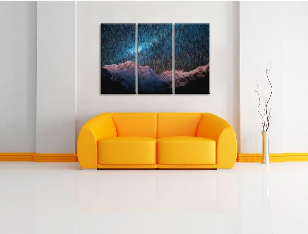 Pixxprint Annapurna bei Nacht Pinsel Effekt 3-Teiler Leinwandbild 120x80 Bild auf Leinwand