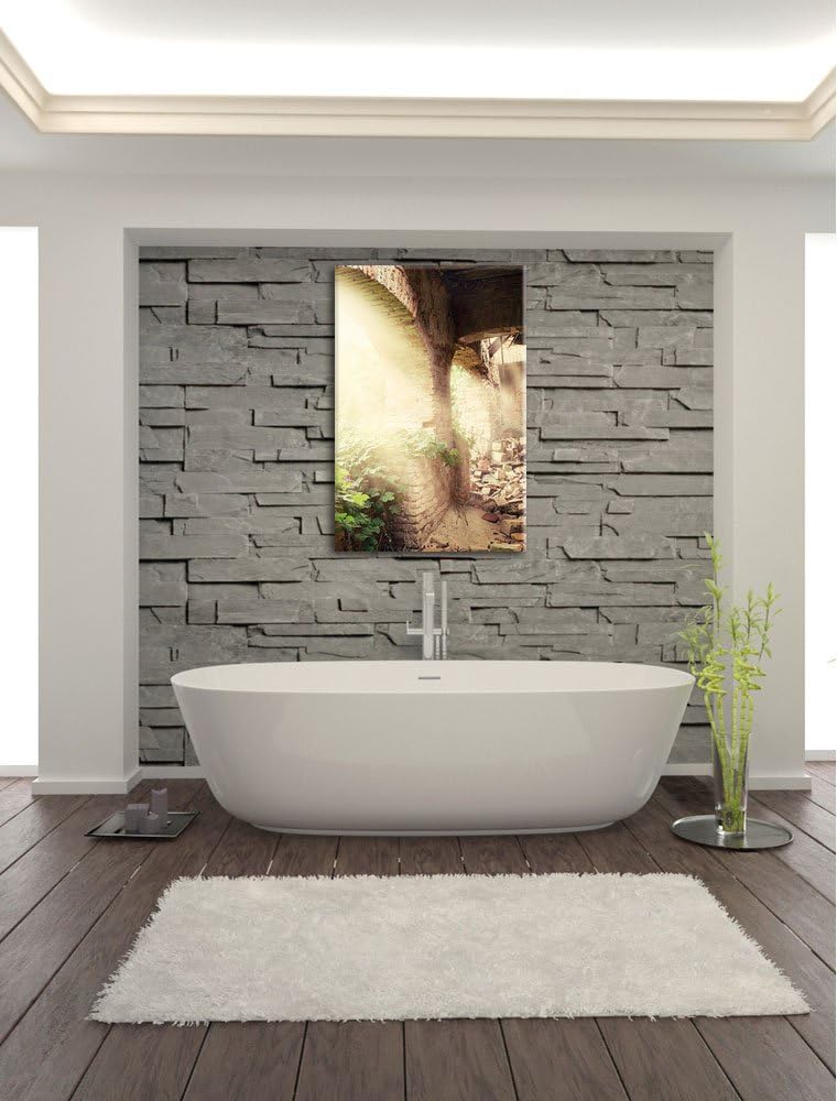 Pixxprint Alte Ruine, Format: 100x70 auf Leinwand, XXL riesige Bilder fertig gerahmt mit Keilrahmen,