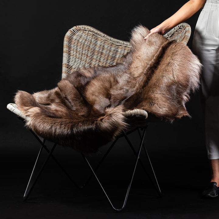 Rentierfell original aus Skandinavien, Premium Qualität, dunkel, XL 140-145 cm XL (140-145 cm), XL (