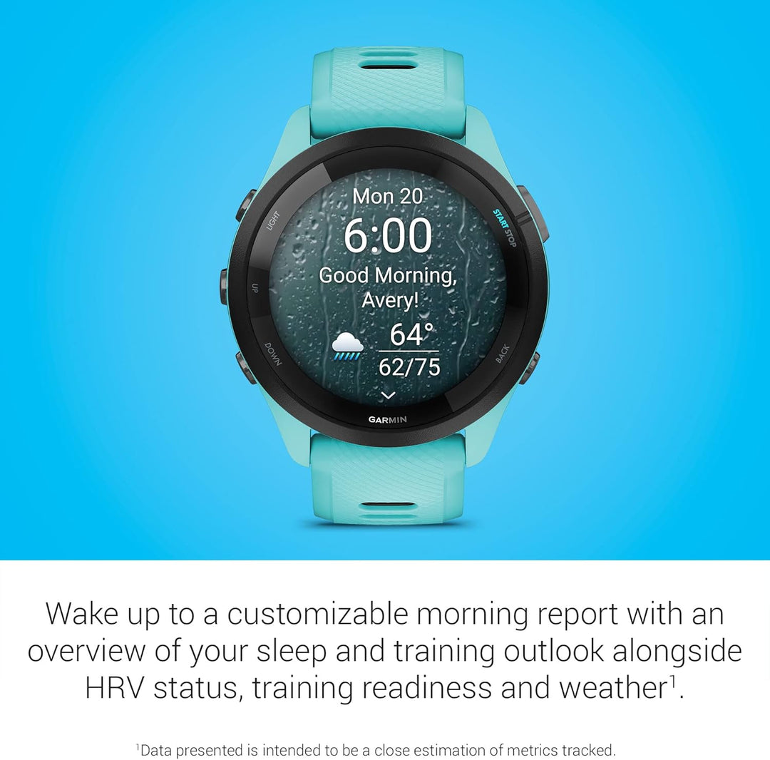 Garmin Forerunner 265 Running Smartwatch für Unisex, 46 mm Grösse, Aqua/Schwarz