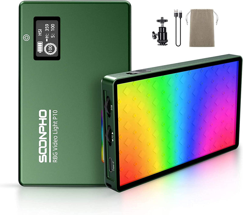 LED Videoleuchte RGB, LED Videolicht Aluminium USB Wiederaufladbarem LED Video Licht mit 4400 mAh Ak