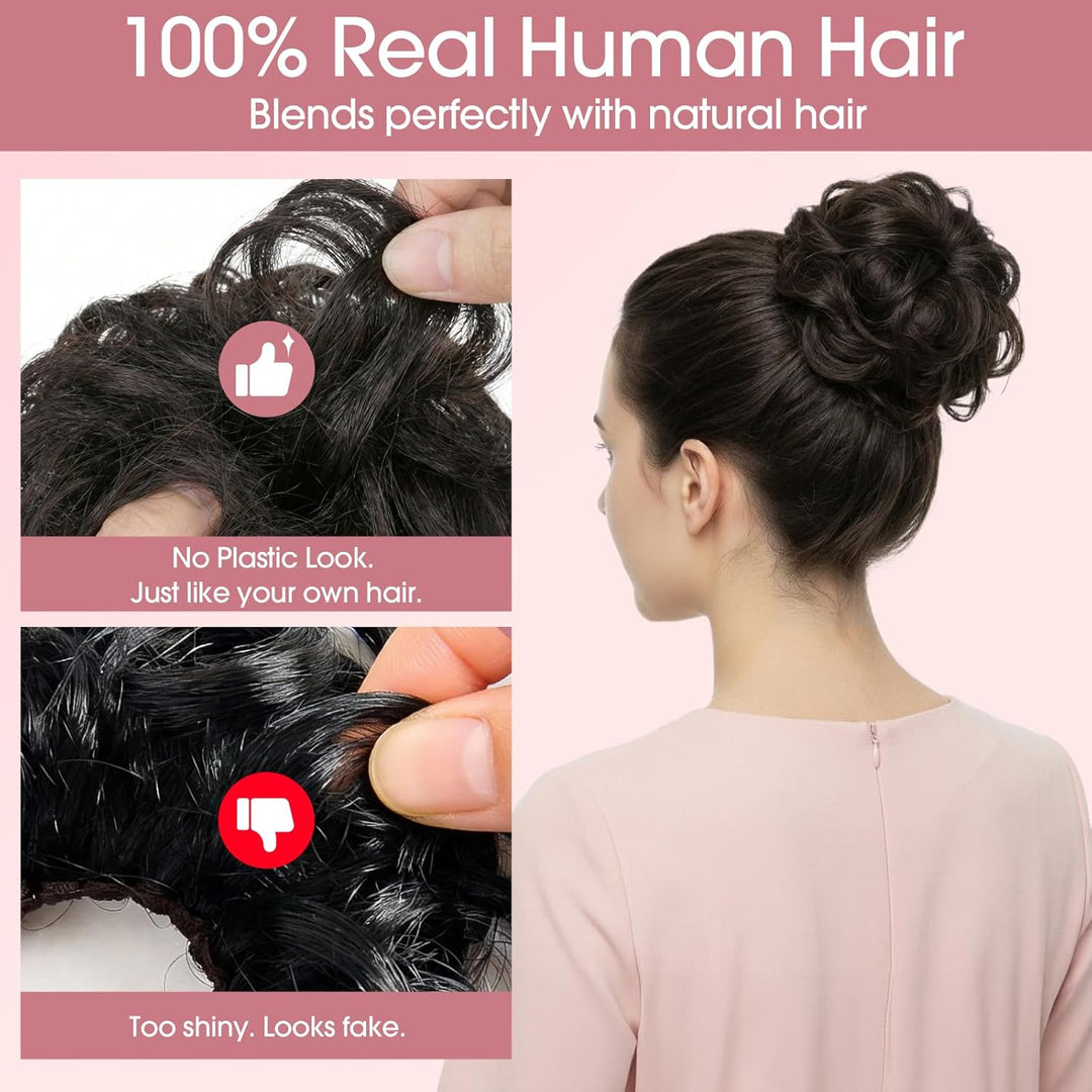 S-noilite Echthaar Messy Bun mit klammer Natürliches Haarteil für Dutt und Hochsteckfrisuren - Claw