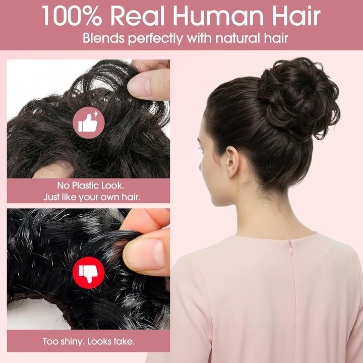 S-noilite Echthaar Messy Bun mit klammer Natürliches Haarteil für Dutt und Hochsteckfrisuren - Claw