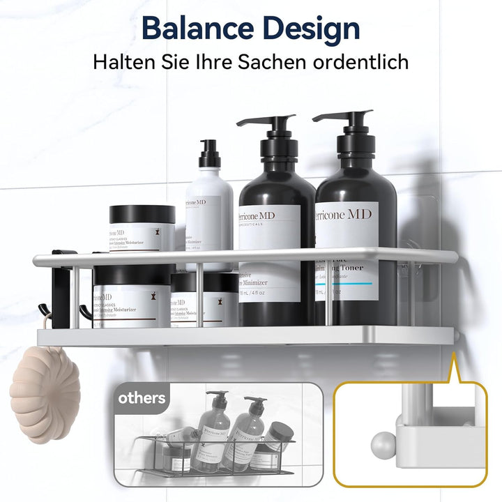 YASONIC Duschablage Ohne Bohren, 3 Stück Rostfreie Badezimmer Organizer, Schnelltrocknender Duschreg