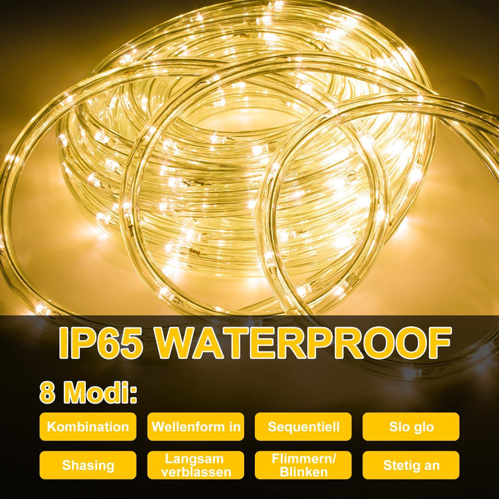 Gimisgu Lichterschlauch Aussen 30m Led Schlauch Warmweiss 720 Led Lichtschlauch mit Timing Controlle