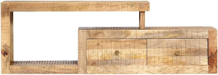 vidaXL Mangoholz Massiv TV Schrank mit 2 Schubladen 1 Fach TV Möbel Tisch Board Lowboard Fernsehtisc