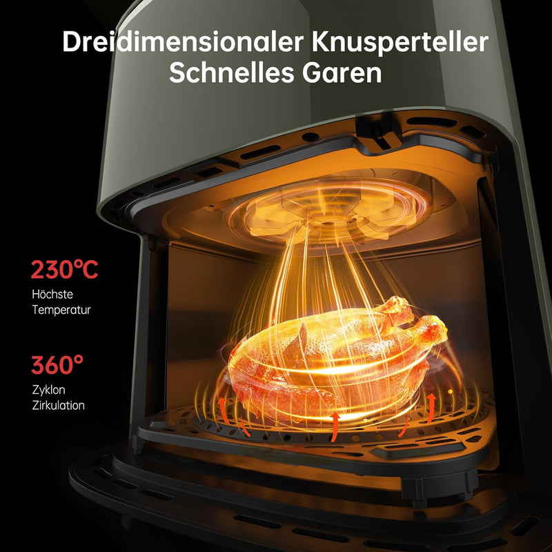 Fabuletta Heissluftfritteuse 5,7L, 11-in-1 Air Fryer, Max230℃ Heissluft Fritteusen, Digitaler Timer