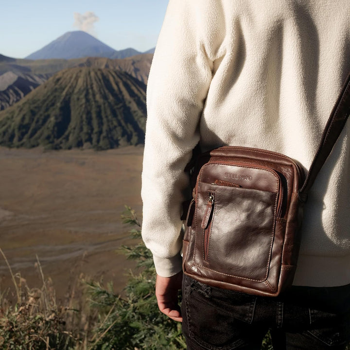 STILORD 'Jamie' Herren Ledertasche - Perfekt für Reisen & Alltag - Kleine Vintage Messenger Bag für
