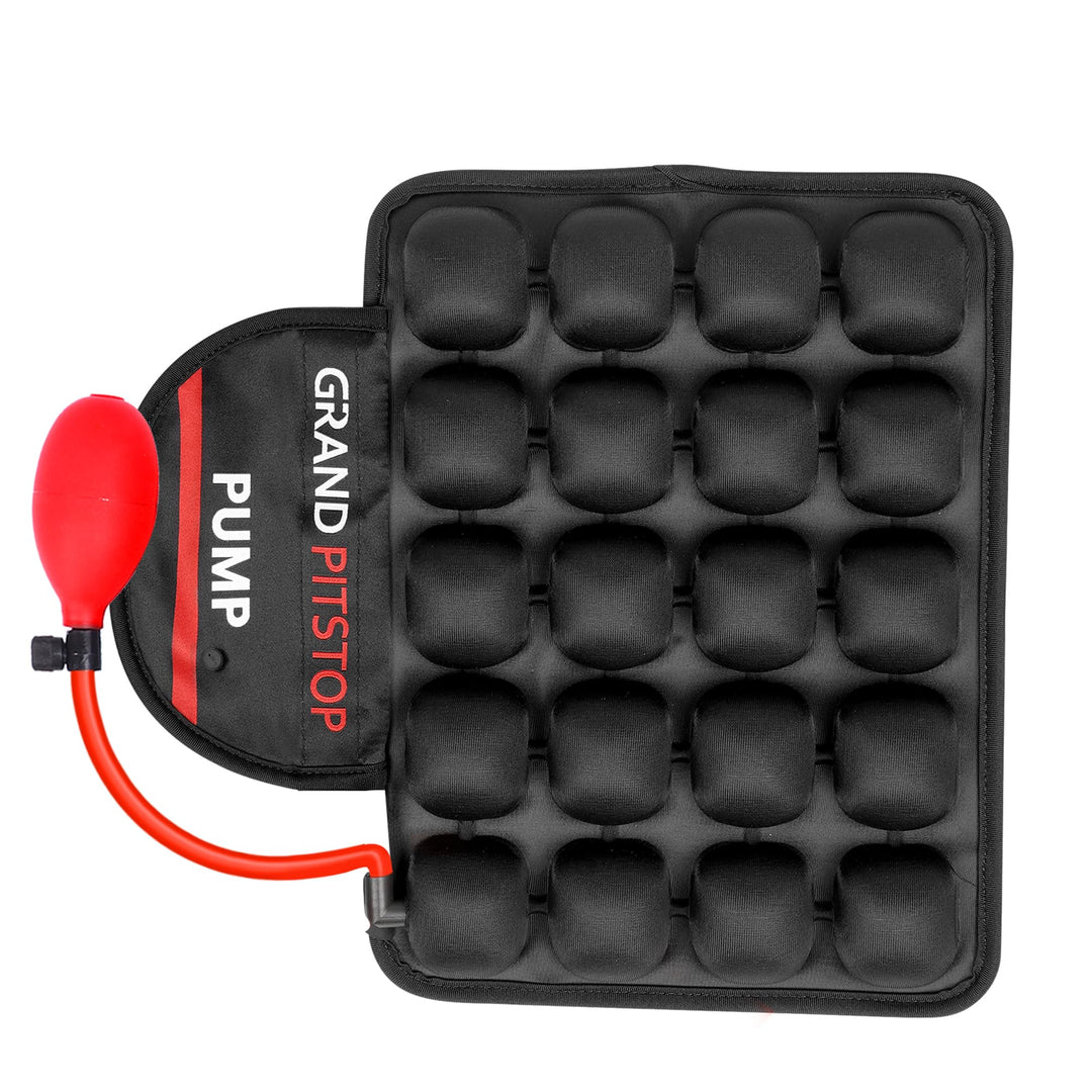GRAND PITSTOP Motorcycle Air Seat Cushion with Air Filling Pump, Inflatable Bubble Air Pads with Bre