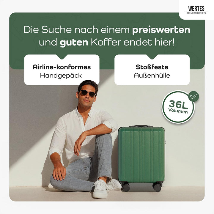 Cabin Suitcase 55x40x20cm – 36L Hand Luggage Trolley with TSA Lock & Spinner Double Wheels – Lightwe