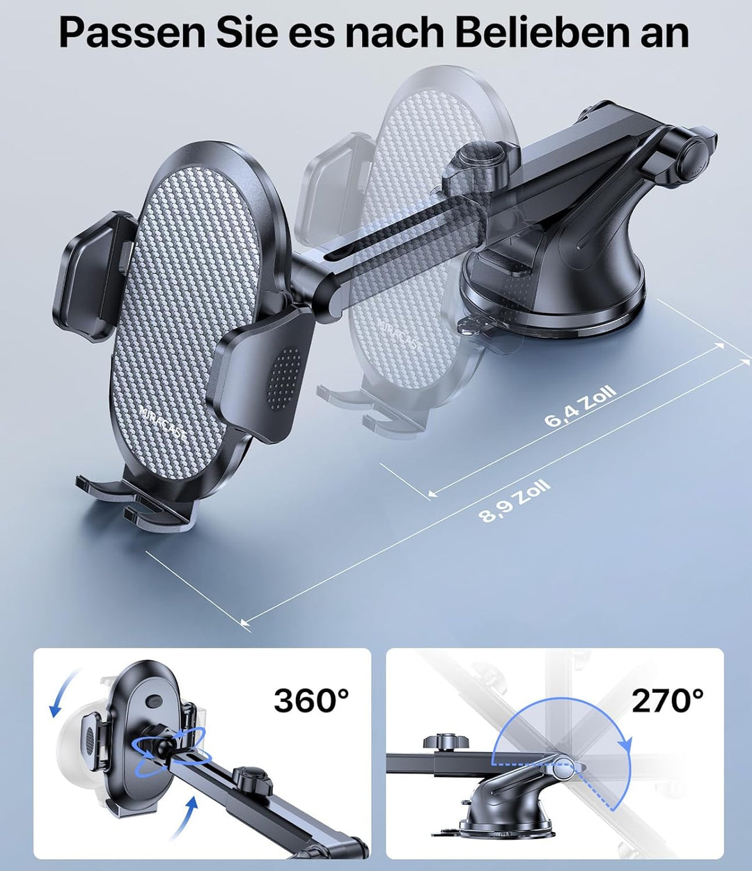 Miracase Handyhalterung Auto[Verbesserter Saugnapf] Handyhalter fürs Auto 360° Drehbar, Armaturenbre