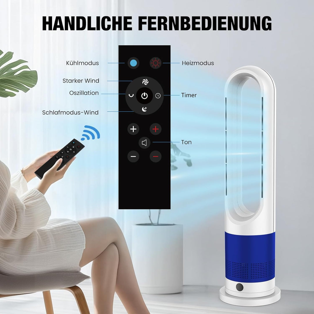 Turmventilator, Rotorlos Ventilator mit Kühlung und Heizen, Luftkühler sehr Leise, 8 Stufen Tower-Ve