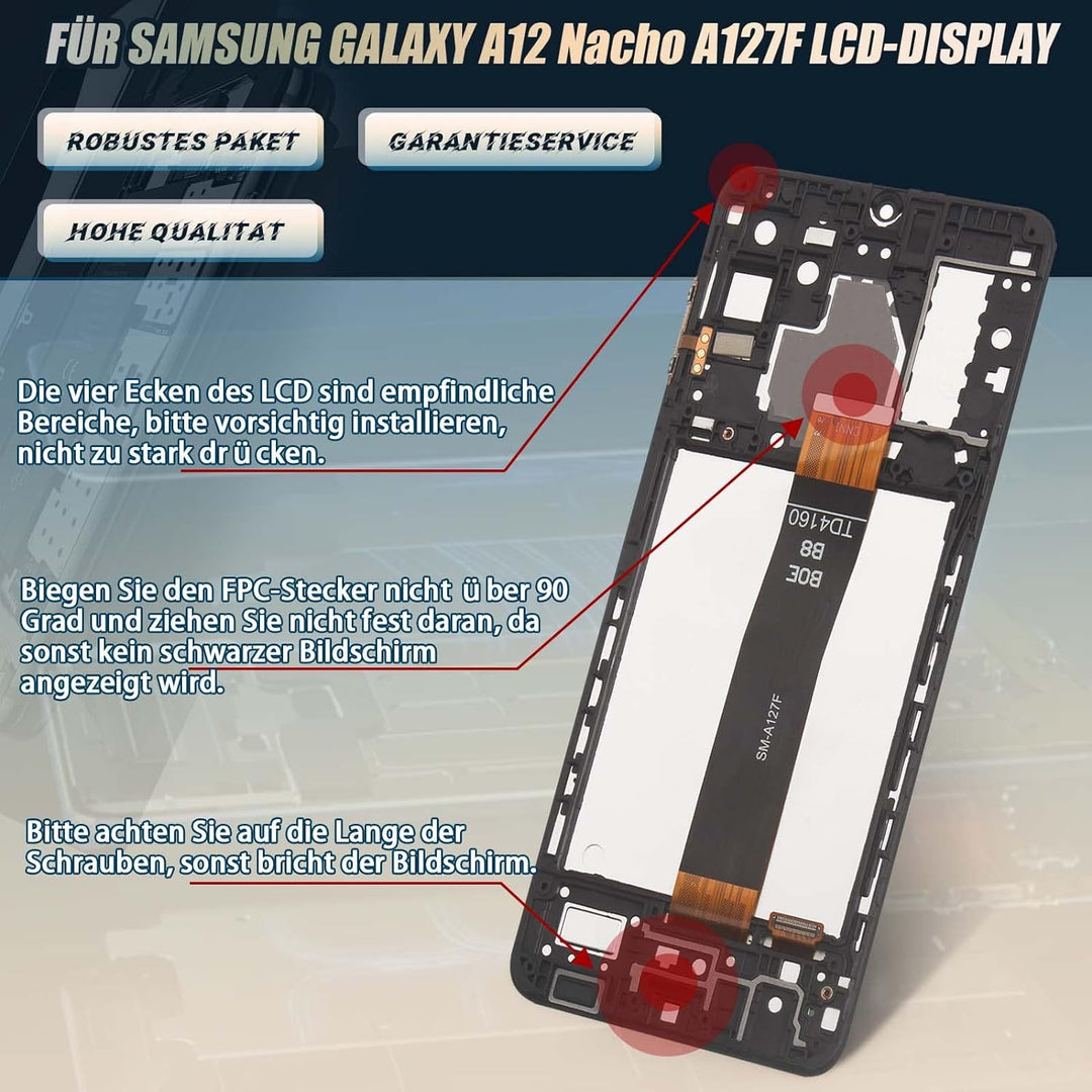 RongZy für Samsung Galaxy A12s/A12 Nacho A127F LCD Bildschirmersatz für A127F/DSN/A127F/DS/A127M Tou