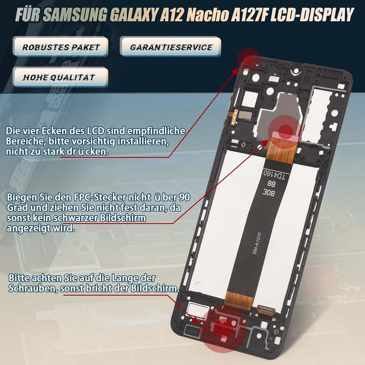 RongZy für Samsung Galaxy A12s/A12 Nacho A127F LCD Bildschirmersatz für A127F/DSN/A127F/DS/A127M Tou