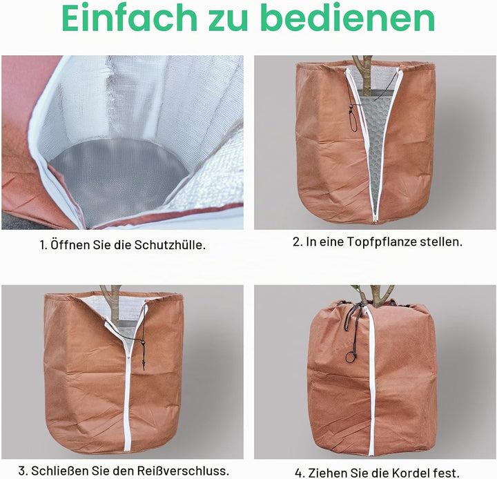 Tesmotor Thermo Topfschutz, Topfpflanzen Schutzbeutel für Pflanzen, Winter Topfschutz mit Zugband -