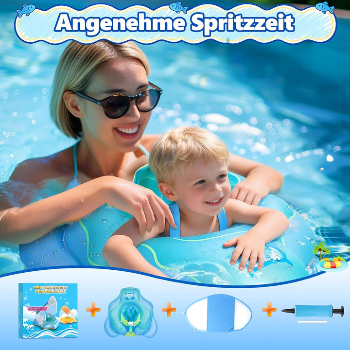 Schwimmsessel für Kinder mit Sonnendach - Schwimmdübel für Kleinkinder im Alter von 6-36 Monaten mit