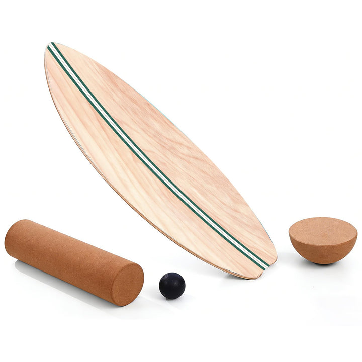 Balance Board, Holz Balance Board Erwachsene Gleichgewichtstrainer Mit Korkrolle, Kork Halbkugel und