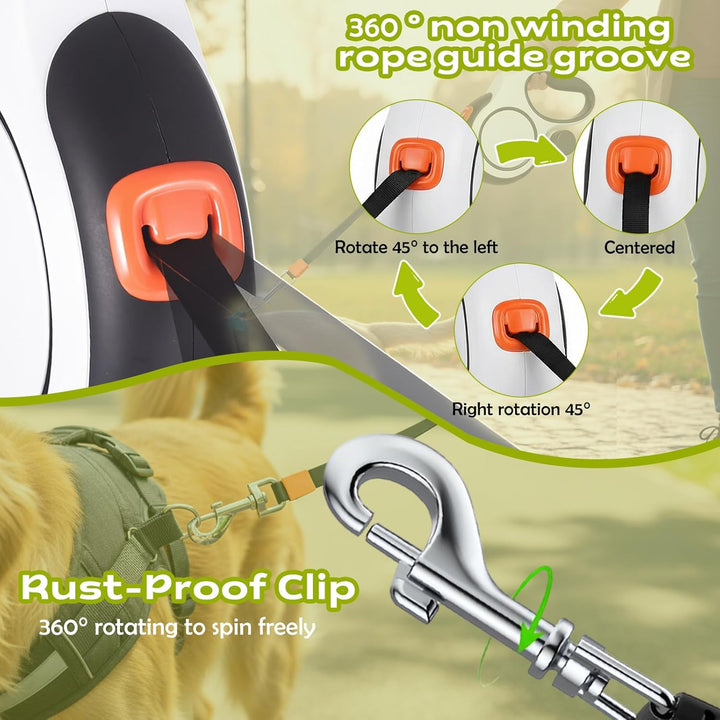Hundeleine 8m, Robuste Rollleine für Hunde bis 50kg/110lbs, Flexileine mit Bequemen Griff & Kotbeute