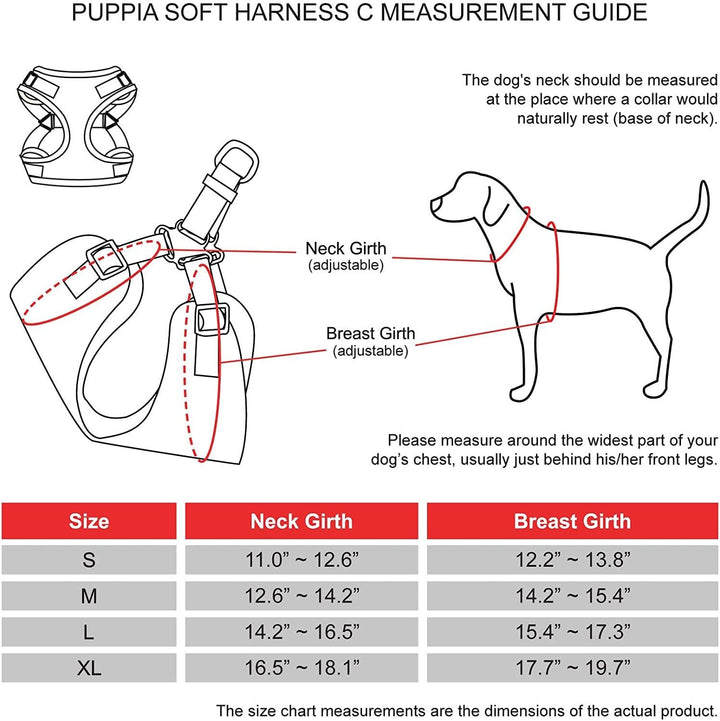Puppia PARA-HC1533 SOFT HARNESS C, L, schwarz L schwarz, L schwarz