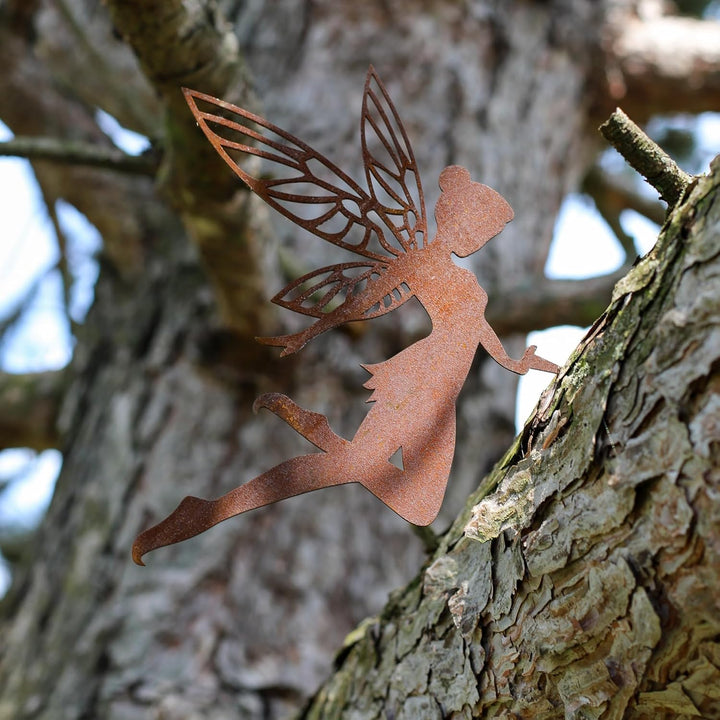 Cortenmeister - Edelrost Fee für Draussen. Baumstecker für Deinen Garten. Echter Cortenstahl Gartens