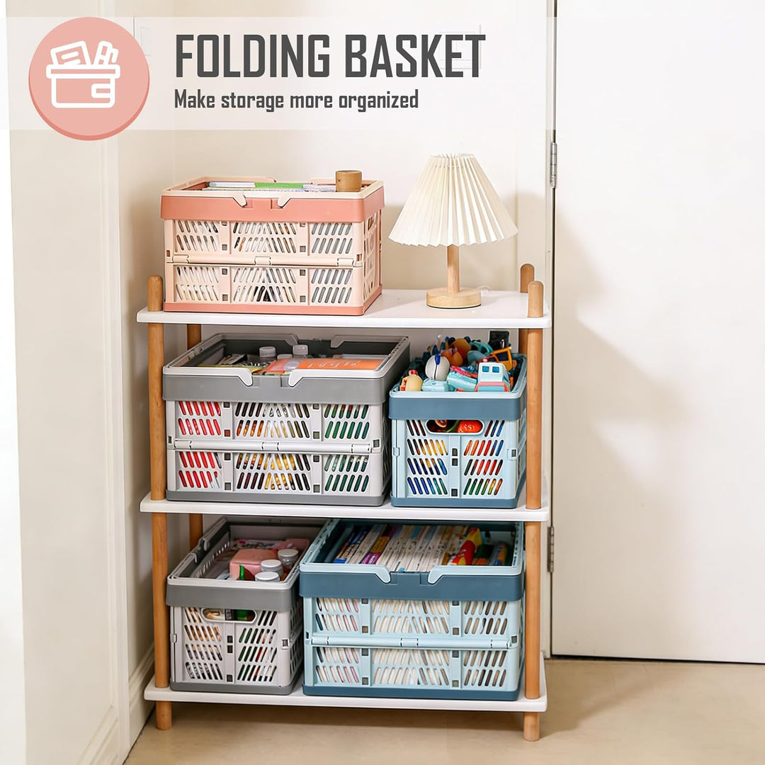Klappkorb Faltbar, 2er Set (Rosa + Grau), Klappbox Klein mit Henkel 10 L, Multifunktionaler Aufbewah
