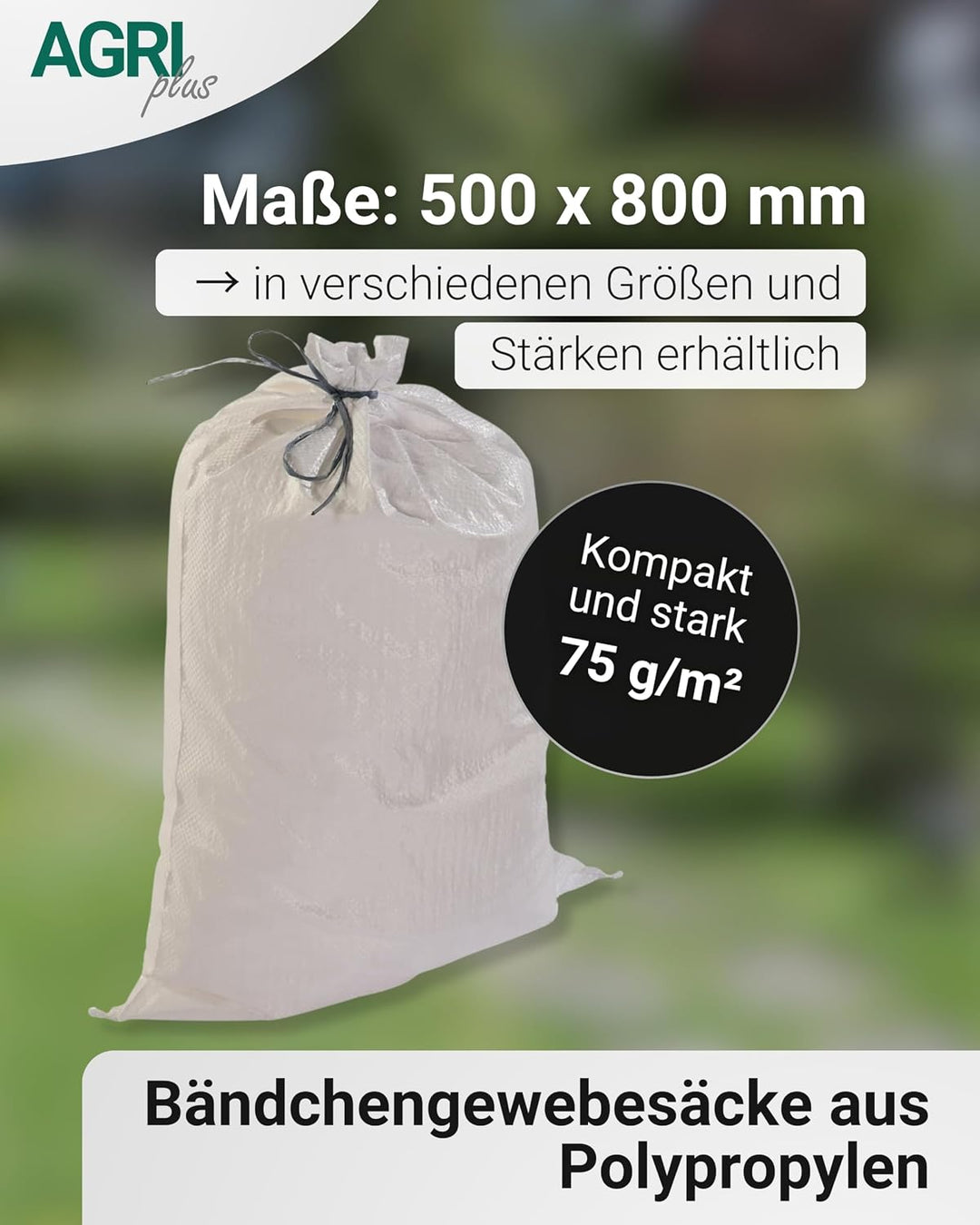 AGRIplus Gewebesäcke 100 Stück I 500 x 800 mm I Bändchengewebesäcke aus Polypropylen I Säcke mit sta