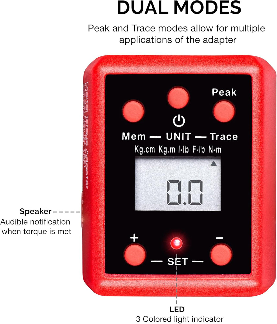 Neiko 20741A Digitaler Drehmomentadapter, 1,27 cm (1/2 Zoll), 29,5-147,5 Fuss-Lb, 1,27 cm (1/2 Zoll)