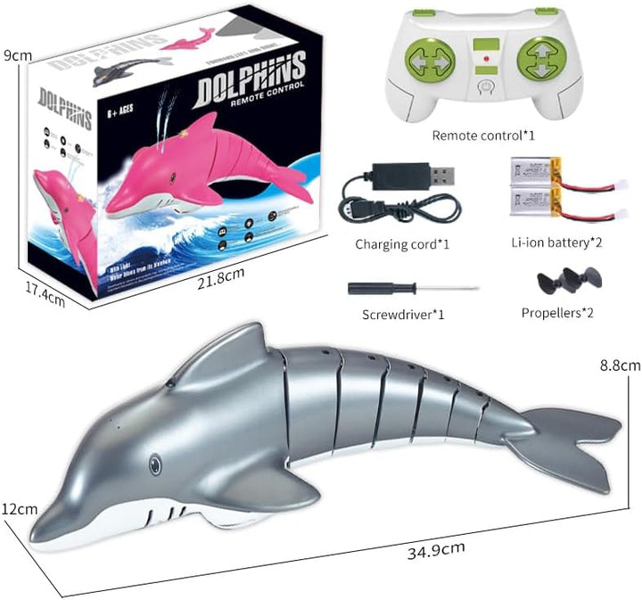 OBEST Ferngesteuertes Delfin Spielzeug RC Boot, 2.4GHZ Hohe Simulation Dolphin HaiBoot, Tauchfähig S