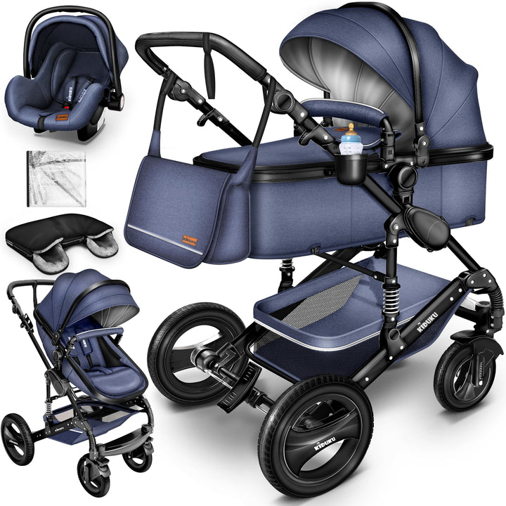 KIDUKU® 3 in 1 Kinderwagen XXL Komplettset | Kombikinderwagen Set inkl. Babywanne Buggy Sportsitz &amp;