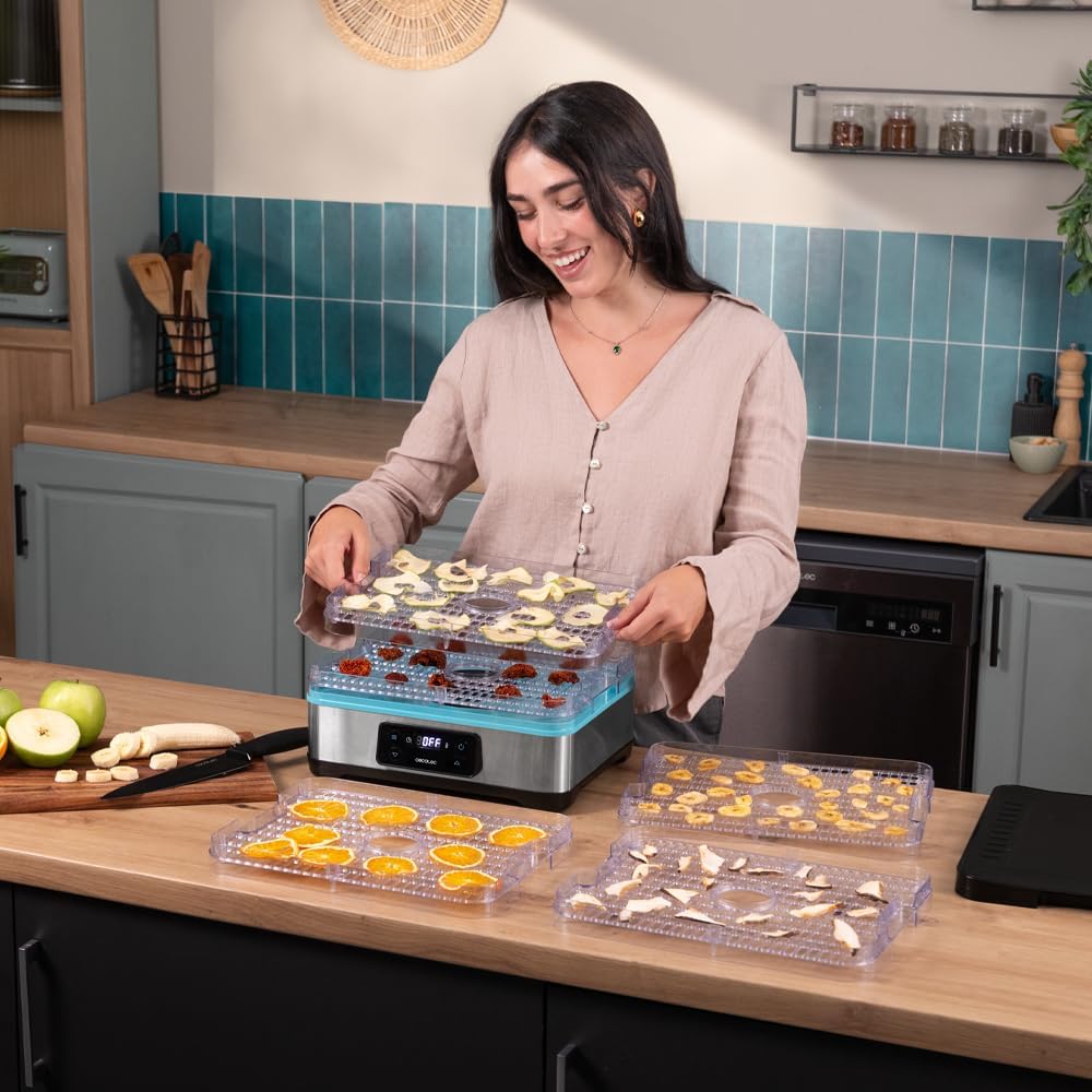 Cecotec VitaDry Pro Lebensmitteldehydrator, 300 W, Fruchtdehydrator mit 5 Ablagen, höhenverstellbar,