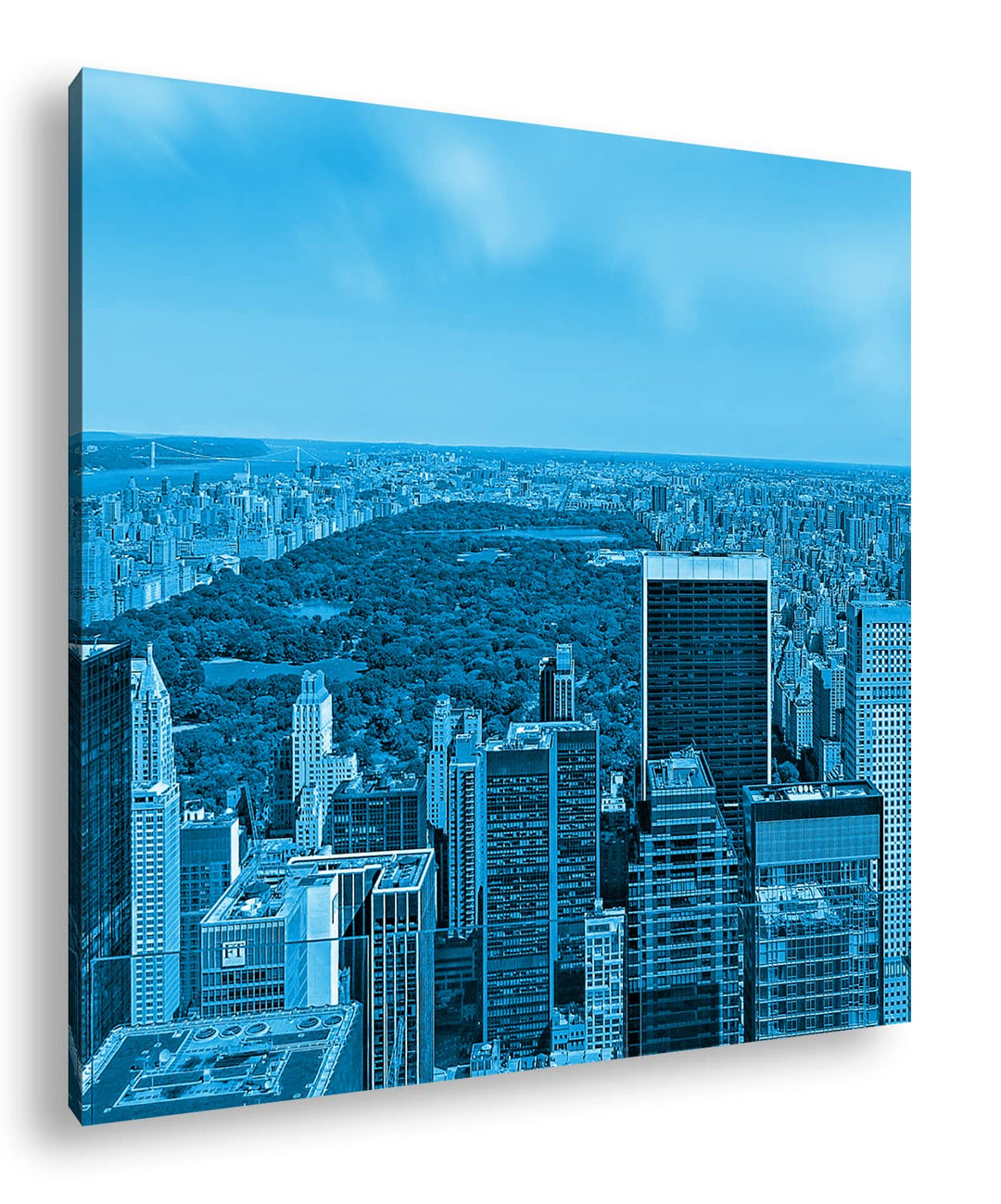 deyoli New York City mit Central Park Format: 70x70 Effekt: Monocrome Blau als Leinwandbild, Motiv f