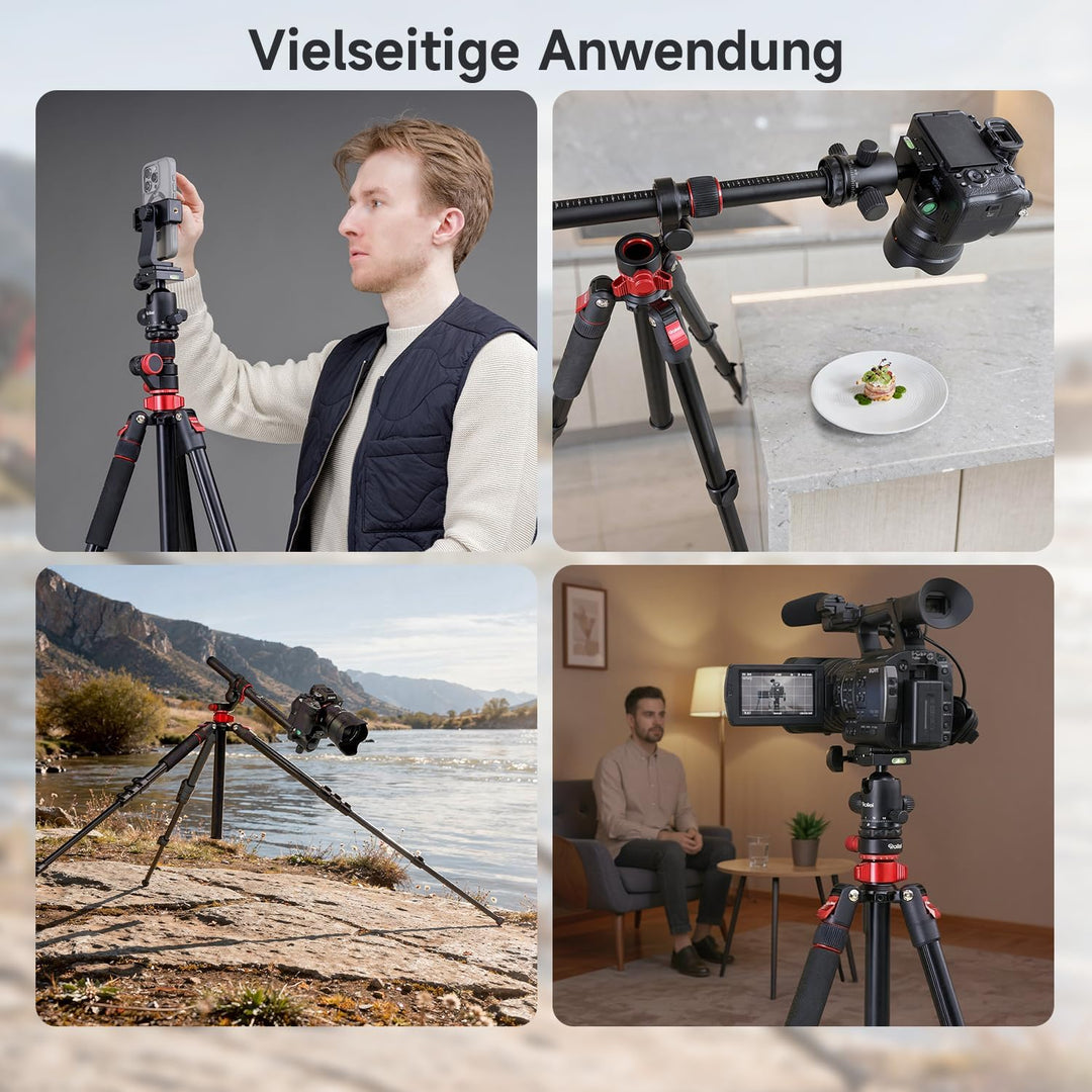 Rollei Compact Traveler No.2 XL Foto Stativ Kamera mit Auslegearm 213cm Kamerastativ aus Alu mit 360