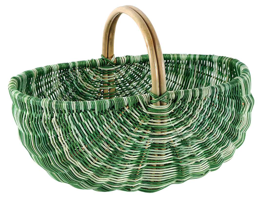 Kobolo Einkaufskorb geflochten Korb Rattankorb - multicolor grün - 50x35x23 cm, Grün