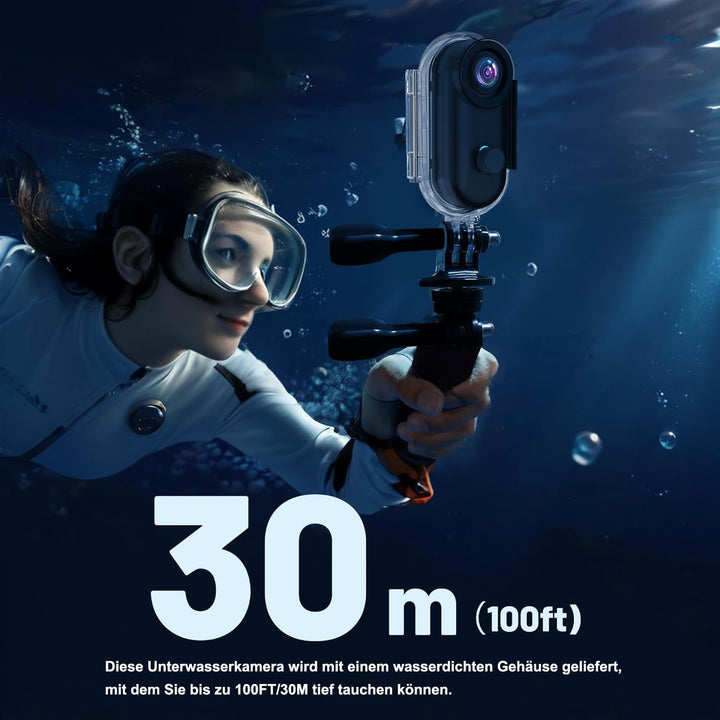 4K Mini Action Cam mit WiFi, Wasserdichte Bodycam, Ultra-Leicht 36g, Magnetische Kamera mit 360° Cli