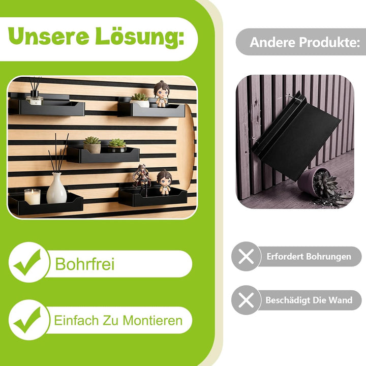 Hysagtek Regal für Akustikpaneel - 2 Stück Zubehör Akustikpaneele Ohne Bohren, Schwarze Schweberegal