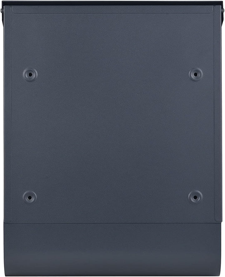 Wiltec Designer Briefkasten V38 Anthrazit und Edelstahl 305 x 105 x 385 mm, Wandbriefkasten mit Schl