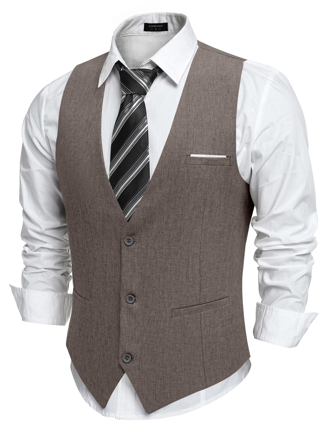 COOFANDY Weste Herren Anzug mit Taschen Anzugweste Gilet Casual Hochzeitsweste V-Ausschnitt Business