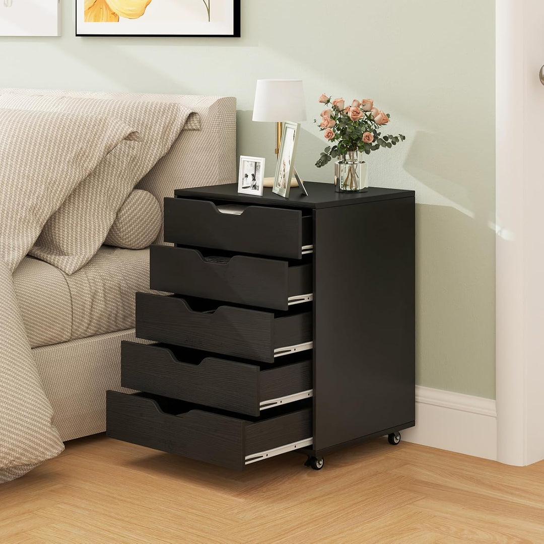 FANTASK Rollcontainer mit Rädern & 5 Schubladen, mobiler Schubladenschrank, Schubladenkommode, Büroc