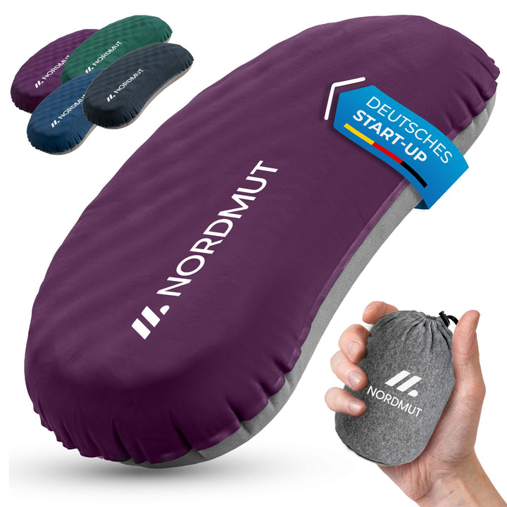 NORDMUT® Campingkissen aufblasbar [SoftSleep+] Komfortables Kissen Ultraleicht mit kleinem Packmass