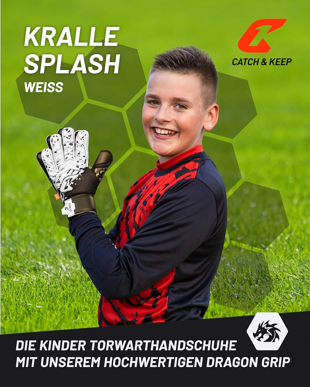 CATCH & KEEP Torwarthandschuhe Kralle Junior Pro 3.0 - Professionelle Torwart-Fussballhandschuhe für