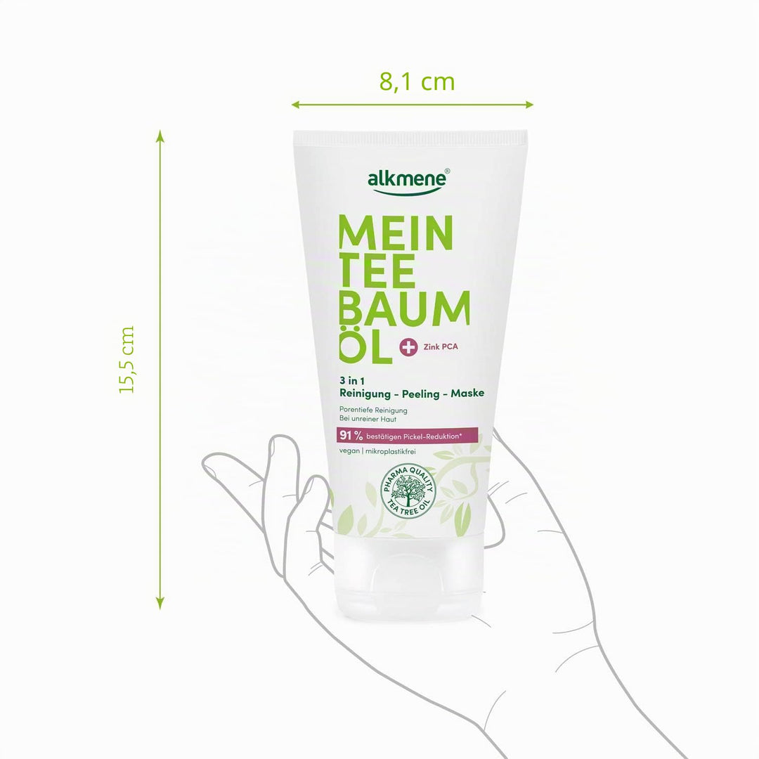 alkmene Mein Teebaumöl 3in1 Reinigung Peeling Maske 2x 150 ml Pickel Reduktion 91% bestätigt - natur