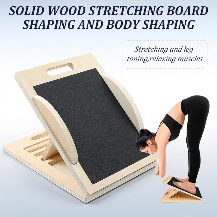 2-in-1 Wadendehner Schrägbrett & Balance Board aus Holz, Verstellbares Neigungsbrett Gleichgewichtsb