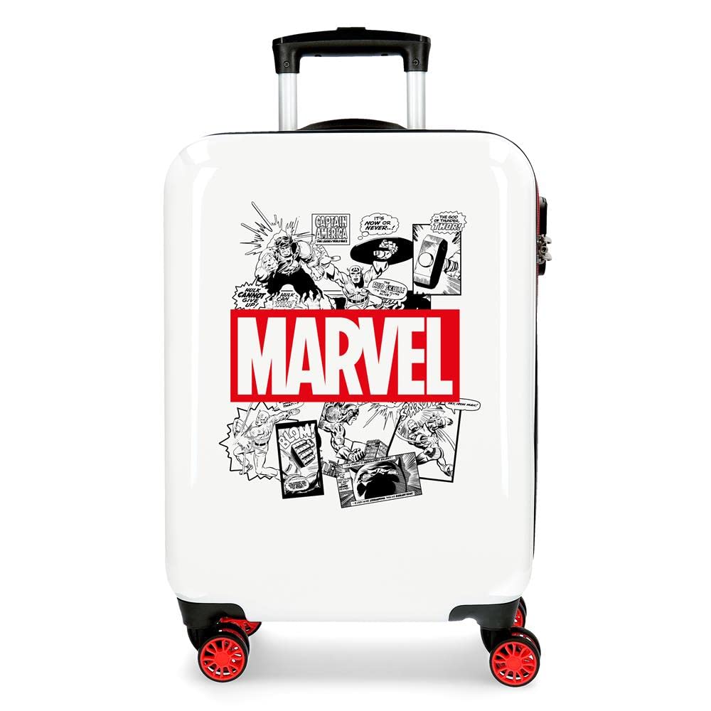 Marvel Avengers Comic Kabinenkoffer Weiss 40x55x20 cms Hartschalen ABS Kombinationsschloss 34L 2,6Kg
