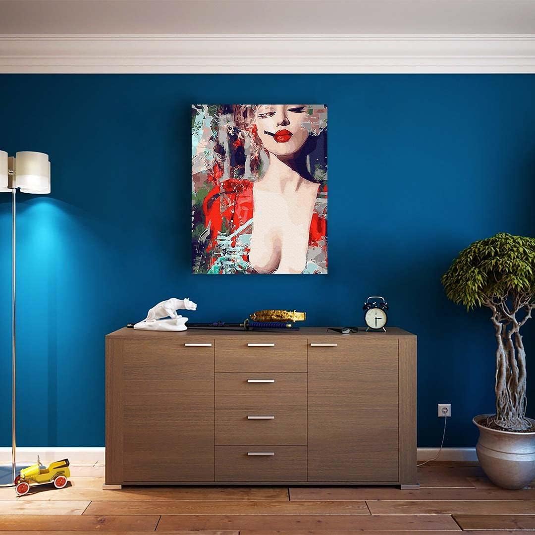 Artnapi Malen nach Zahlen Erwachsene mit Rahmen | DIY Handgemalt | Geheime Kraft der Farbe Rot | Kit