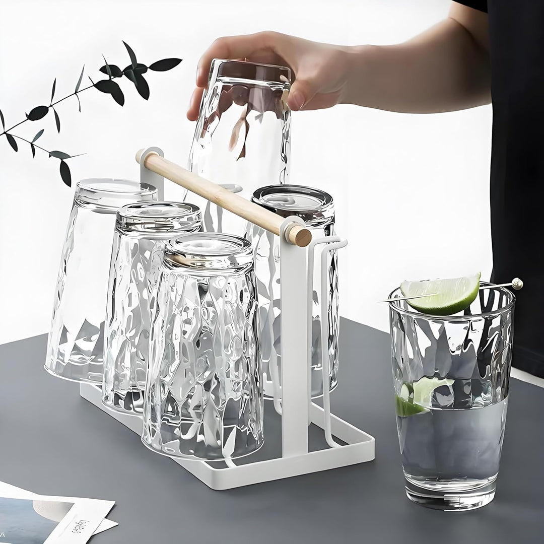 VeiledGem [aussehen wie Glas] 450 ml Set mit 6 Kunststoff-Trinkgläsern, spülmaschinenfest, BPA-frei,