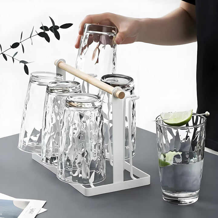 VeiledGem [aussehen wie Glas] 450 ml Set mit 6 Kunststoff-Trinkgläsern, spülmaschinenfest, BPA-frei,